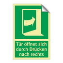 Tür öffnet sich durch Drücken nach rechts