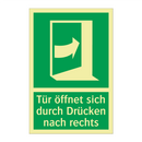 Tür öffnet sich durch Drücken nach rechts