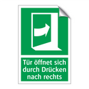 Tür öffnet sich durch Drücken nach rechts