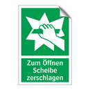 Zum Öffnen Scheibe zerschlagen