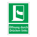 Öffnung durch Drücken links
