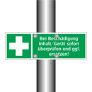 Bei Beschädigung Inhalt/Gerät sofort überprüfen und ggf. ersetzen!