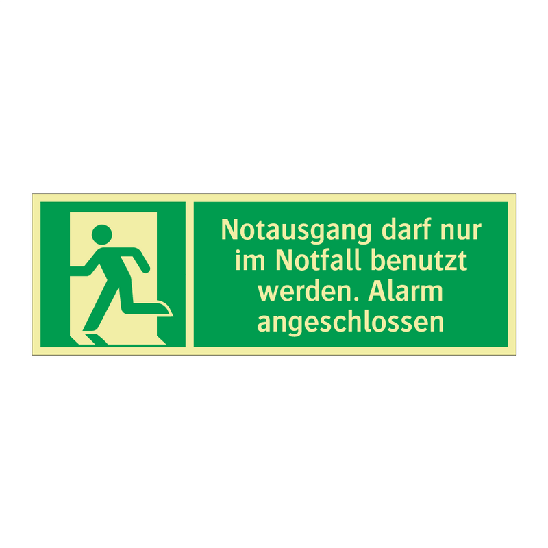 Notausgang darf nur im Notfall benutzt werden. Alarm angeschlossen