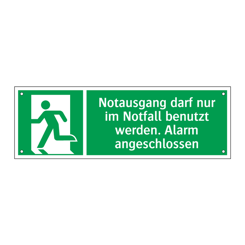Notausgang darf nur im Notfall benutzt werden. Alarm angeschlossen