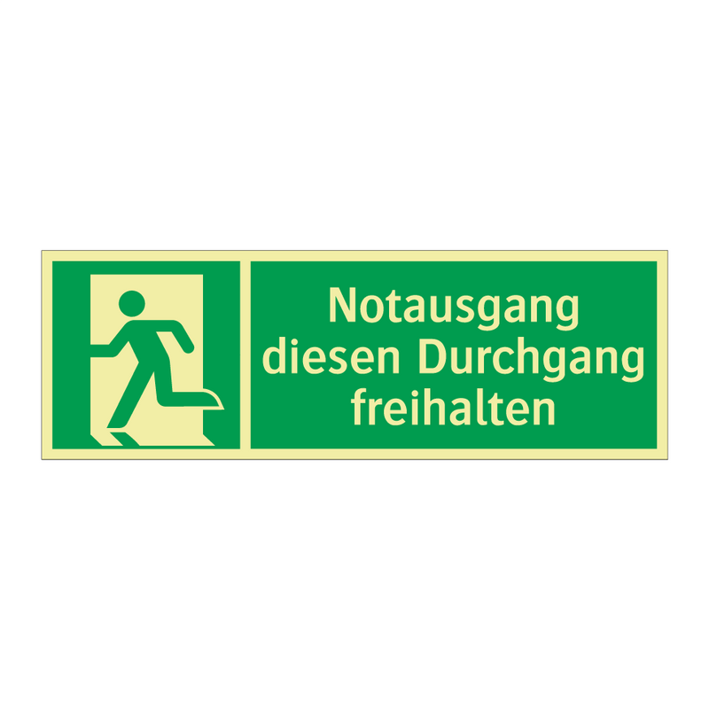 Notausgang diesen Durchgang freihalten
