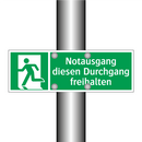 Notausgang diesen Durchgang freihalten