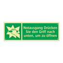 Notausgang Drücken Sie den Griff nach unten, um zu öffnen