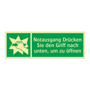 Notausgang Drücken Sie den Griff nach unten, um zu öffnen