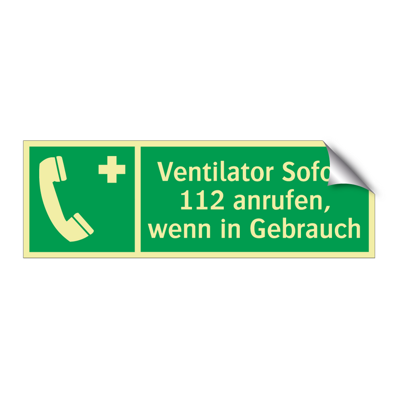 Ventilator Sofort 112 anrufen, wenn in Gebrauch
