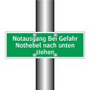Notausgang Bei Gefahr Nothebel nach unten ziehen
