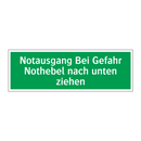Notausgang Bei Gefahr Nothebel nach unten ziehen