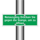 Notausgang Drücken Sie gegen die Stange, um zu öffnen
