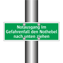 Notausgang Im Gefahrenfall den Nothebel nach unten ziehen