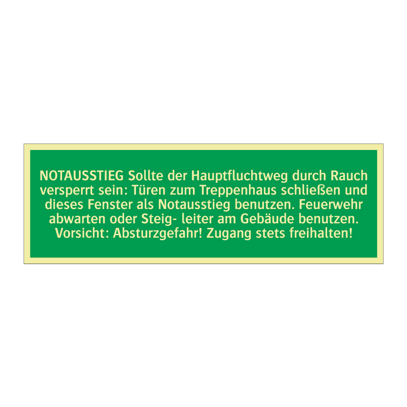 NOTAUSSTIEG Sollte der Hauptfluchtweg durch Rauch versperrt sein /../