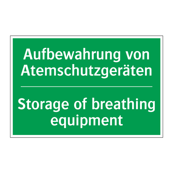 Aufbewahrung von Atemschutzgeräten /.../ - Storage of breathing equipment