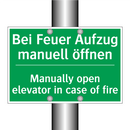 Bei Feuer Aufzug manuell öffnen /.../ - Manually open elevator in case /.../