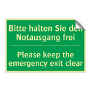 Bitte halten Sie den Notausgang /.../ - Please keep the emergency exit /.../