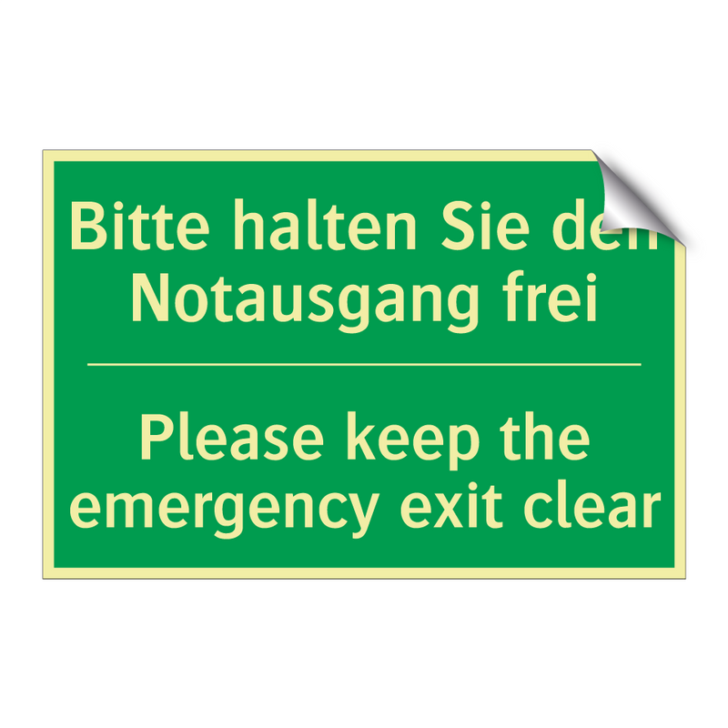 Bitte halten Sie den Notausgang /.../ - Please keep the emergency exit /.../