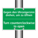 Gegen den Uhrzeigersinn drehen, /.../ - Turn counterclockwise to open
