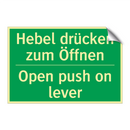 Hebel drücken zum Öffnen - Open push on lever