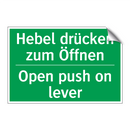 Hebel drücken zum Öffnen - Open push on lever