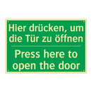 Hier drücken, um die Tür zu öffnen /.../ - Press here to open the door