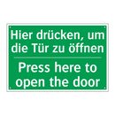 Hier drücken, um die Tür zu öffnen /.../ - Press here to open the door