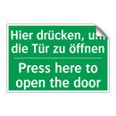 Hier drücken, um die Tür zu öffnen /.../ - Press here to open the door