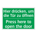Hier drücken, um die Tür zu öffnen /.../ - Press here to open the door