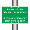 Im Notfall hier drücken, um zu /.../ - In case of emergency, push here /.../