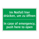 Im Notfall hier drücken, um zu /.../ - In case of emergency, push here /.../