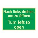 Nach links drehen, um zu öffnen /.../ - Turn left to open