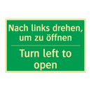 Nach links drehen, um zu öffnen /.../ - Turn left to open