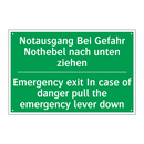 Notausgang Bei Gefahr Nothebel /.../ - Emergency exit In case of danger /.../