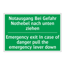 Notausgang Bei Gefahr Nothebel /.../ - Emergency exit In case of danger /.../