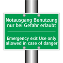 Notausgang Benutzung nur bei Gefahr /.../ - Emergency exit Use only allowed /.../
