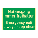 Notausgang immer freihalten - Emergency exit always keep clear /.../