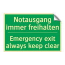 Notausgang immer freihalten - Emergency exit always keep clear /.../