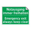 Notausgang immer freihalten - Emergency exit always keep clear /.../
