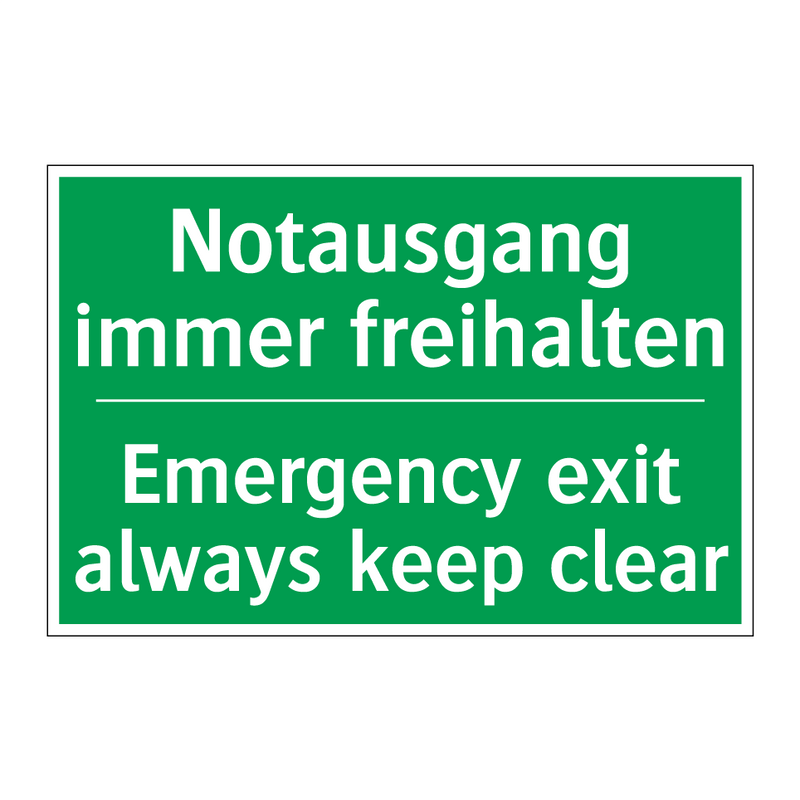 Notausgang immer freihalten - Emergency exit always keep clear /.../