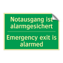 Notausgang ist alarmgesichert - Emergency exit is alarmed