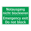 Notausgang nicht blockieren - Emergency exit Do not block