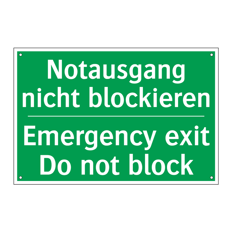 Notausgang nicht blockieren - Emergency exit Do not block
