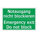 Notausgang nicht blockieren - Emergency exit Do not block