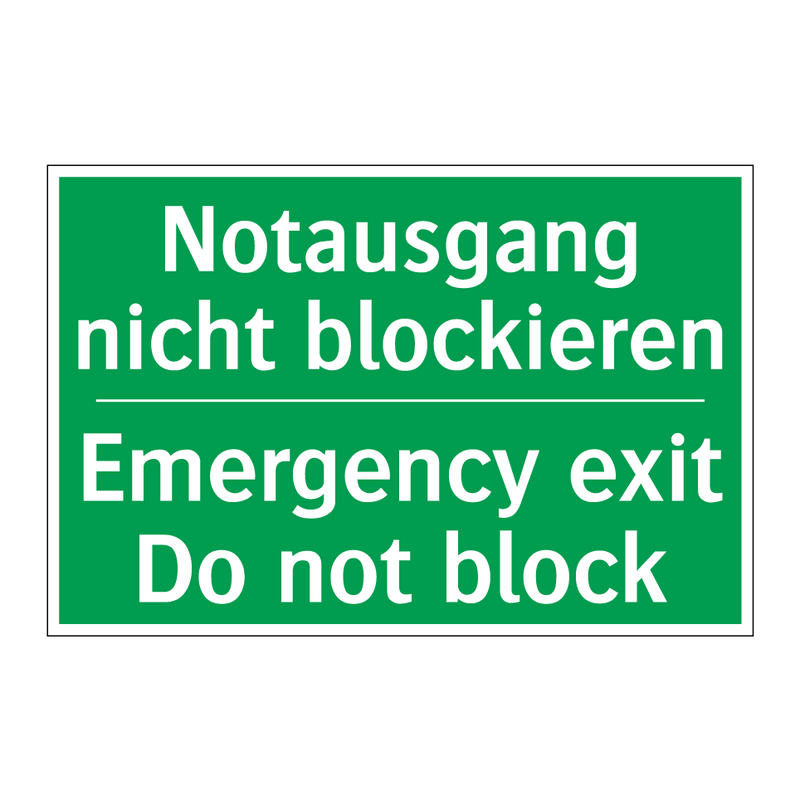 Notausgang nicht blockieren - Emergency exit Do not block