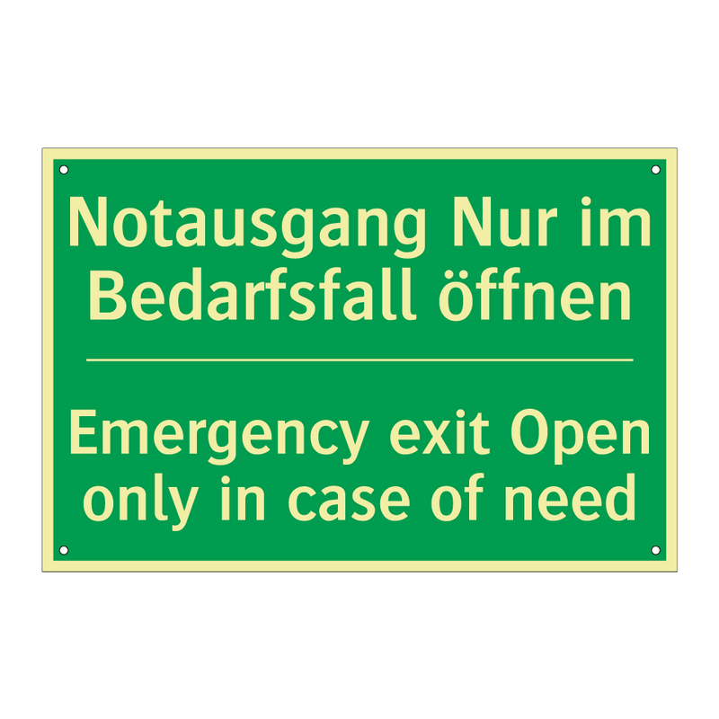 Notausgang Nur im Bedarfsfall /.../ - Emergency exit Open only in case /.../