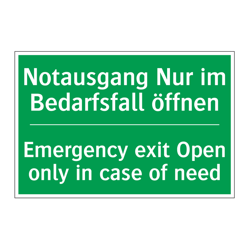 Notausgang Nur im Bedarfsfall /.../ - Emergency exit Open only in case /.../