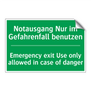 Notausgang Nur im Gefahrenfall /.../ - Emergency exit Use only allowed /.../