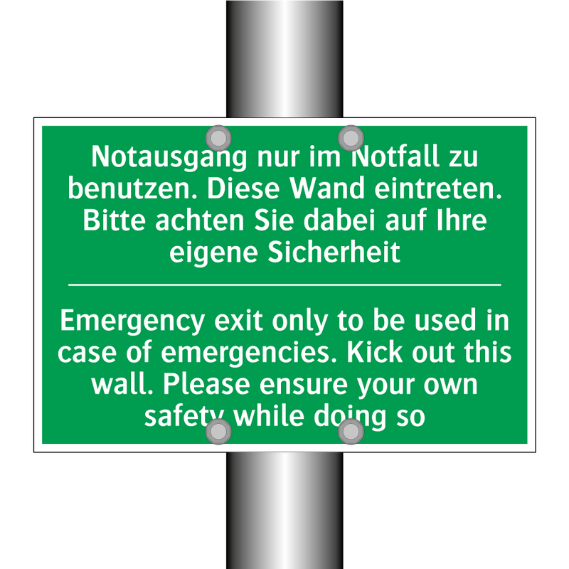 Notausgang nur im Notfall zu benutzen. /.../ - Emergency exit only to be used /.../