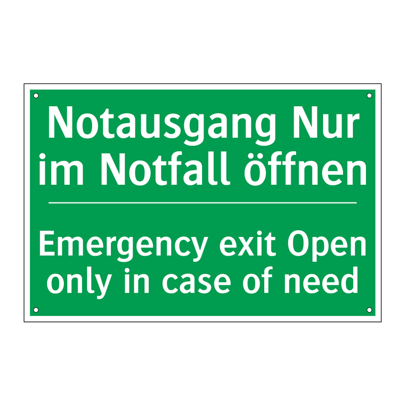 Notausgang Nur im Notfall öffnen /.../ - Emergency exit Open only in case /.../